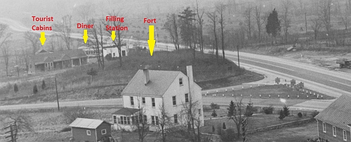 Ca. 1940 Aerial Image of Artillery Hill Diner, Tourist Cabins and Filling Station