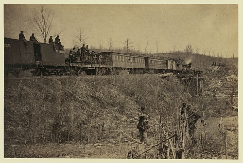 First Train Across Bull Run After April 1863 Repairs