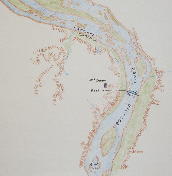 Sketch Drawn by Author Depicting Location of Conn's Ferry
