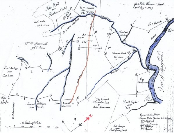 Survey of the Land of William Fairfax Showing Main Road