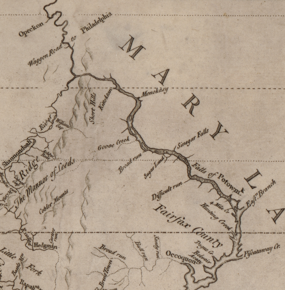 A survey of the northern neck of Virginia, surveyed 1736 & 1737, published ca 1747, John Warner, Image Courtesy Library of Congress
