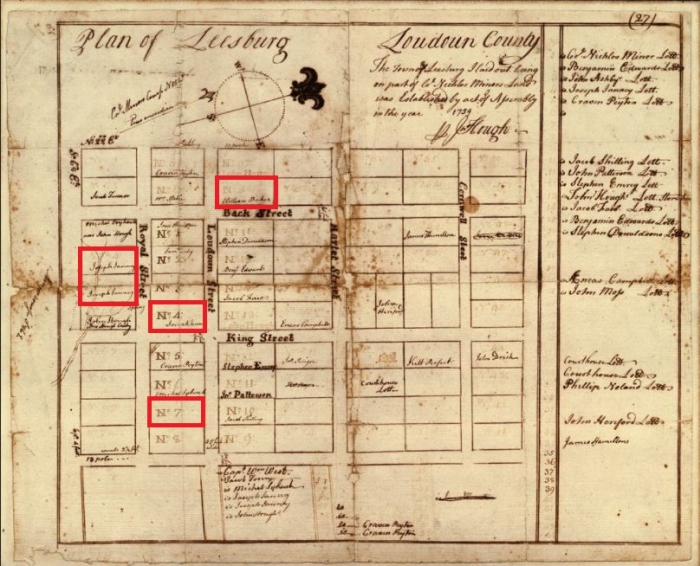 Plan of Leesburg Showing Joseph Janney's Lots